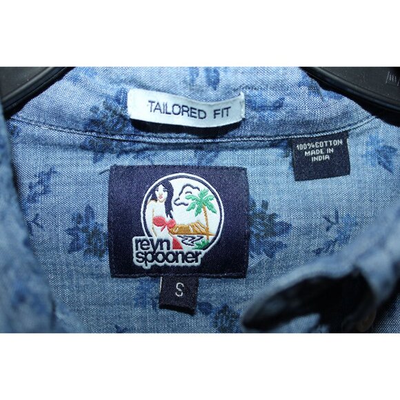 Reyn Spooner L/S Blue Floral Hawaiian Button Down Shirt Mens Small - Picture 5 of 6